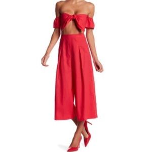 ❤️L’atiste Coral Red Linen/Cotton Crop Set